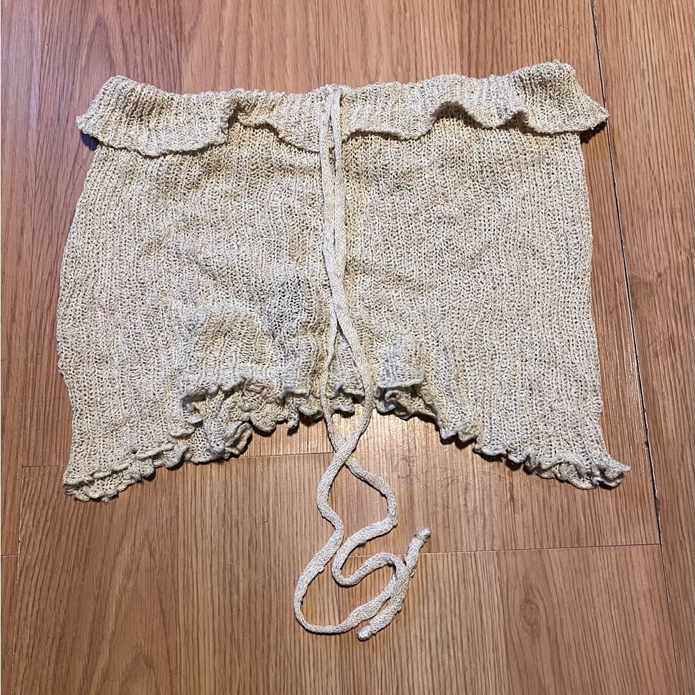 Vintage Cream Knit strapless top